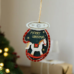 RUSTIC WOOD SANTA SNOWMAN XMAS TREE ORNAMENTS_CWMM9670
