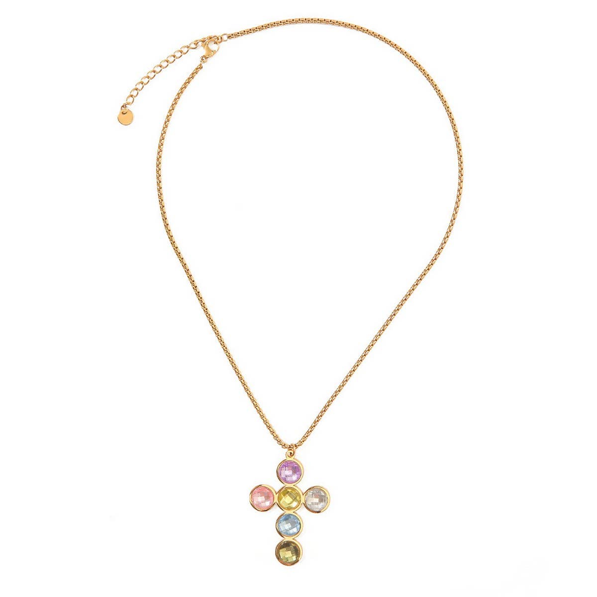 STAINLESS STEEL CROSS NECKLACE EARRINGS SET_CWMM8890