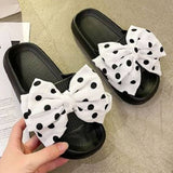 STYLISH THICK SOLED CUTE POLKA DOT BOW SLIPPERS_CWSHS0639