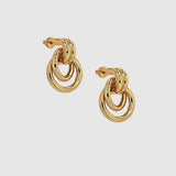 Twist Circle Linked Hoop Earrings Plated Titanium