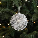 SILVER FOAM GLITTER XMAS BALLS BOWS TREE TOPPER_CWMM9677