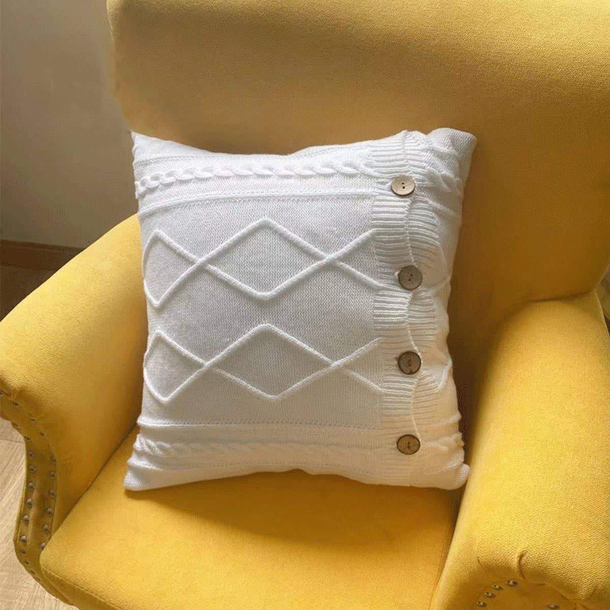 DIAMOND PATTERN TWIST BUTTON PILLOW CAR CUSHION_CWMM2377