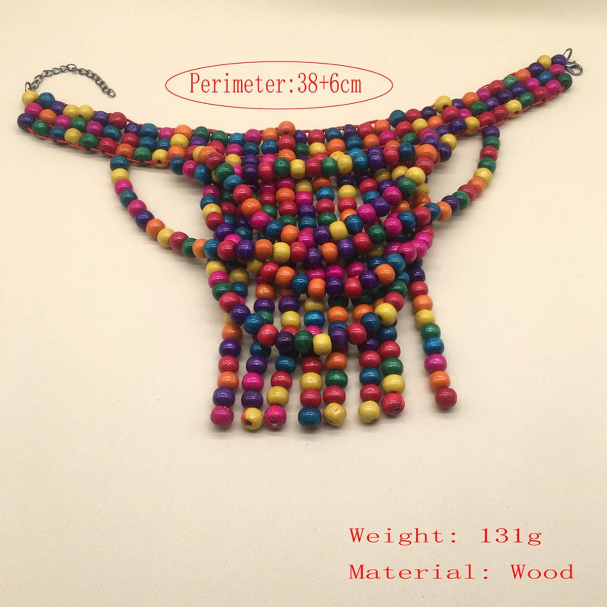 HANDMADE TASSEL COLORED WOODEN BEAD NECKLACE_CWMM4736