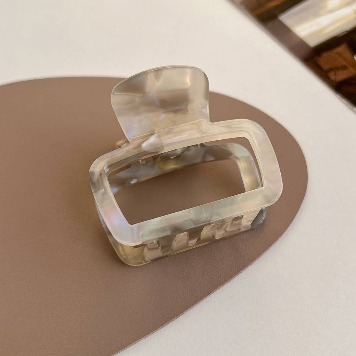 Tortoise Shell Square Hair Claw, Hollow Chic Clip