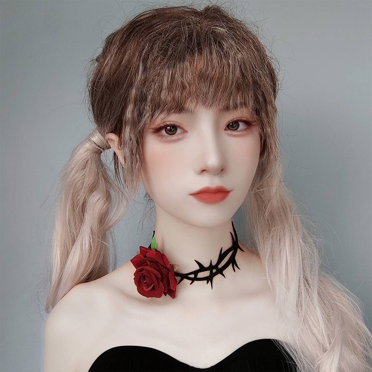 HALLOWEEN GOTH VAMPIRE ROSE NECKLACE_CWMM0119