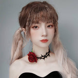 HALLOWEEN GOTH VAMPIRE ROSE NECKLACE_CWMM0119