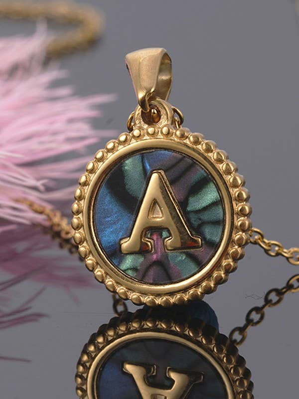 SIMPLE ROUND ALPHABET INITIALS PENDANT NECKLACE_CWAJE215