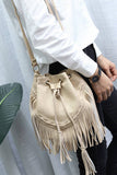 Cwab1570_Leisure Drawstring Tassel Bucket Shoulder Bag