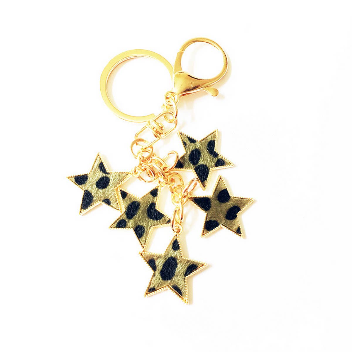 NEW LEOPARD PRINT FIVE POINTED STAR KEYCHAIN_CWMM1319