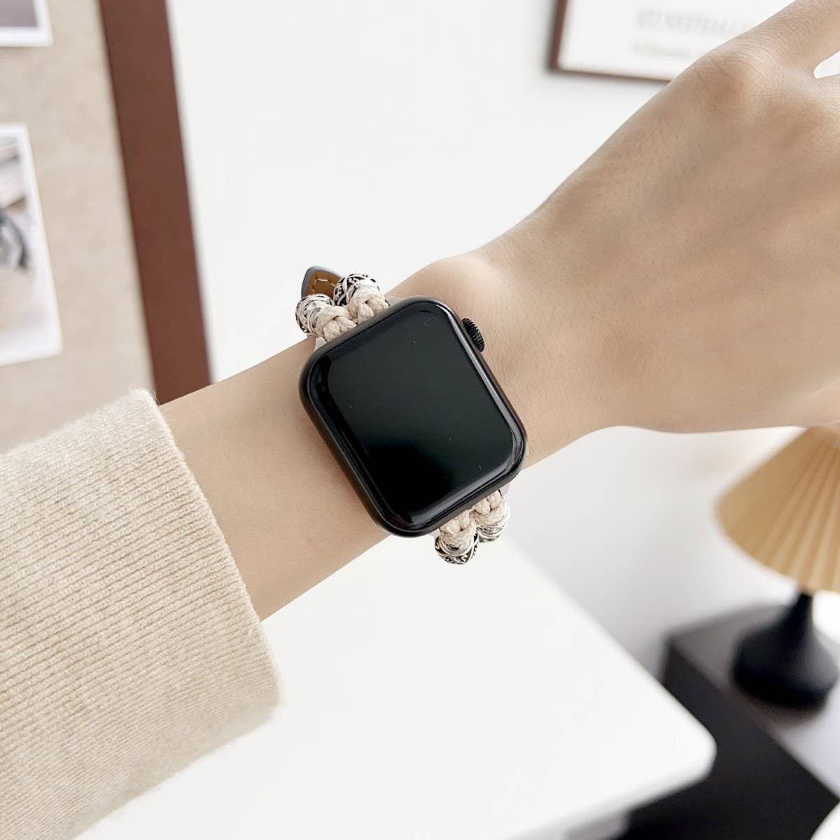 IWATCH9 1 14MM TIBETAN SILVER DENIM LEATHER STRAP_CWASC1544