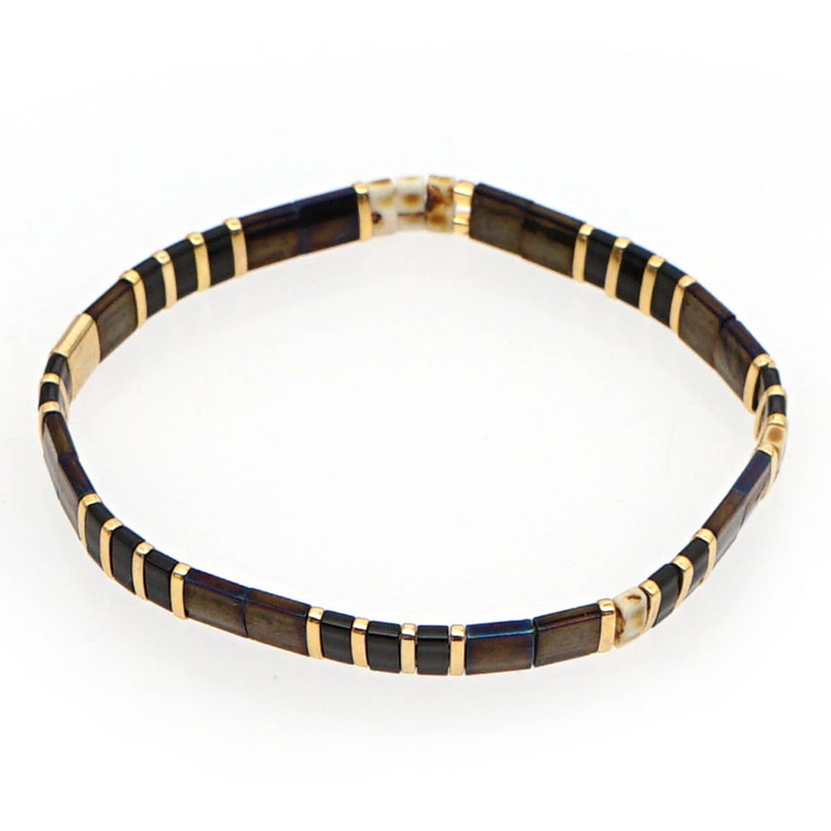 Multi-Layered Tila Beads Braided Gold Bead Bracelet_Cwmm3817