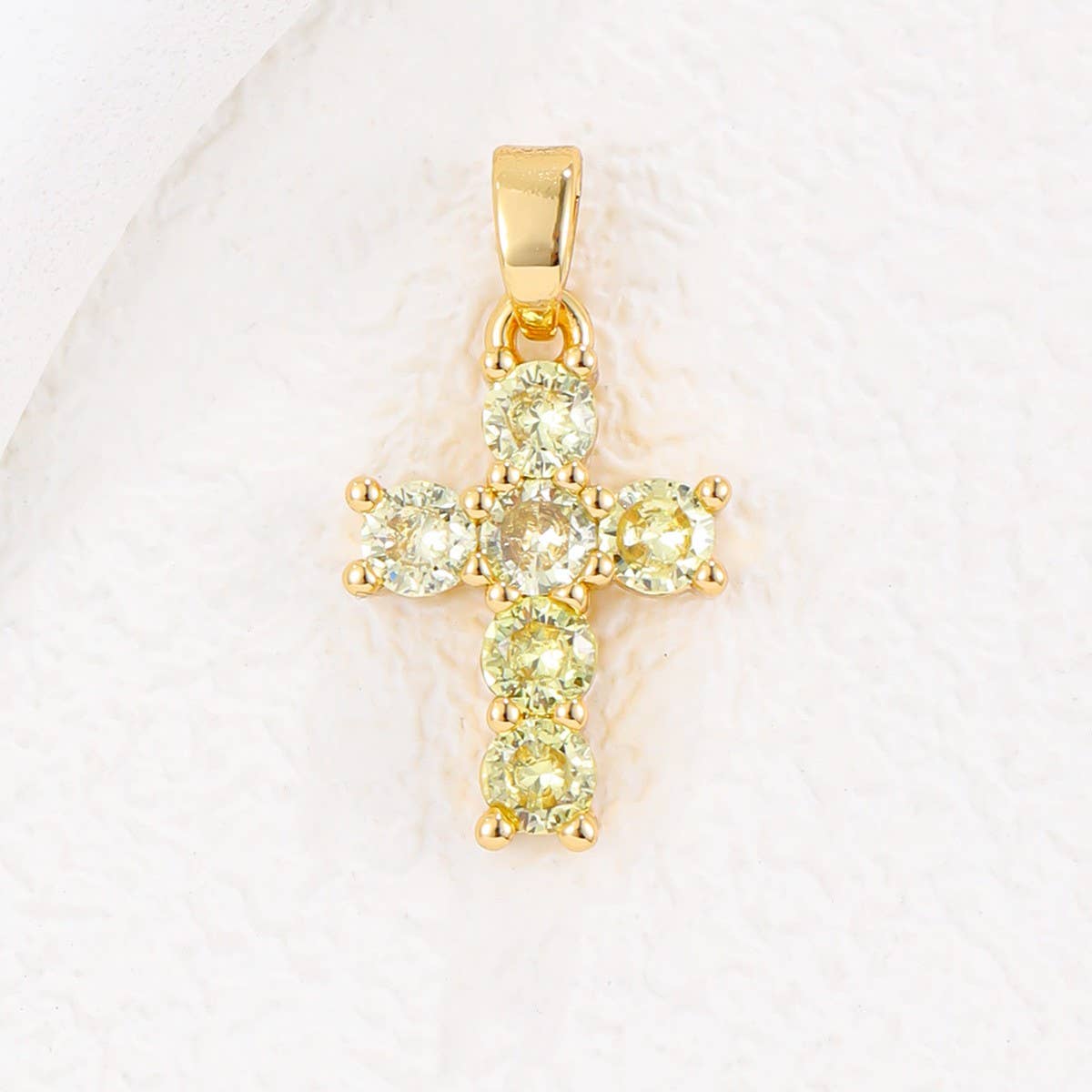 COLORFUL ZIRCON DECEMBER CROSS PENDANT NECKLACE_CWMM5872