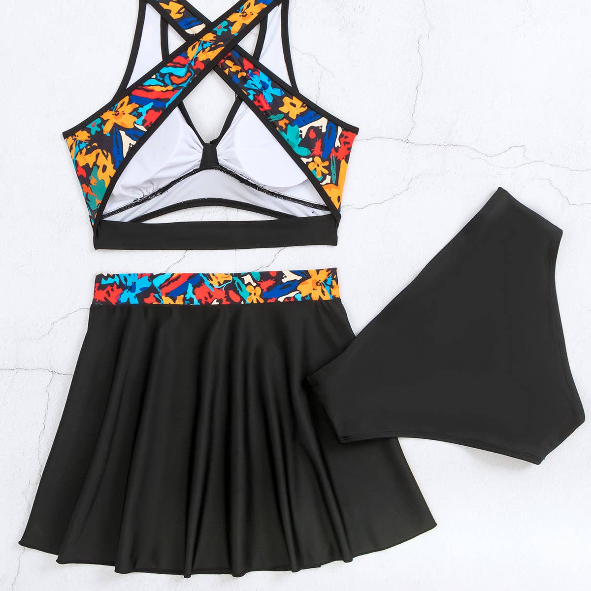 PRINTED CUTE SKIRT THREE PIECE SWIMSUIT_CWMW0324