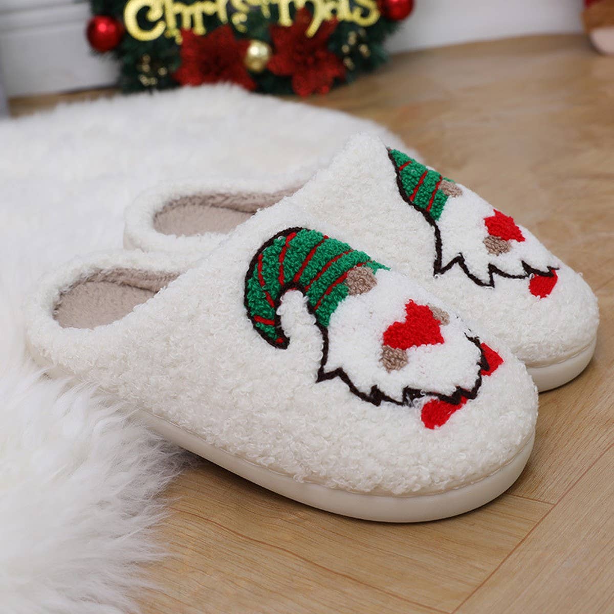CHRISTMAS DWARF PATTERN WINTER COTTON SLIPPERS_CWSHS0470