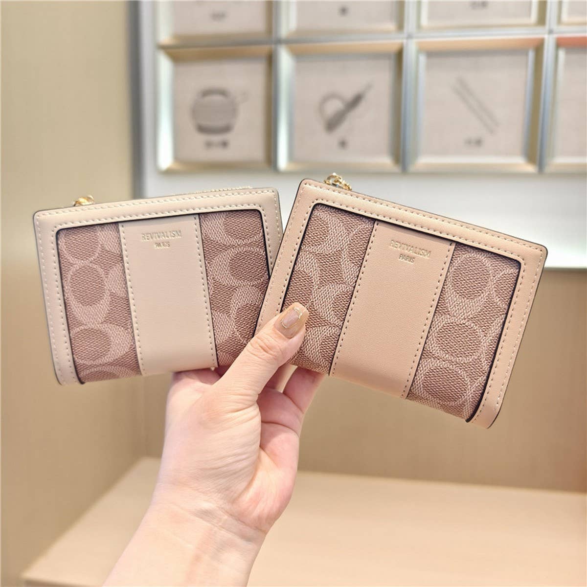 Geometric Pattern Bifold Zip Snap Wallet For Women_Cwab06204