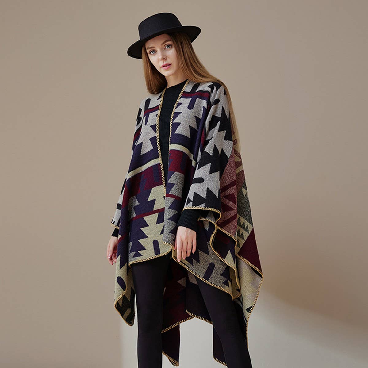 FAUX CASHMERE SLIT SHAWL SCARF CAPE COAT CLOAK_CWASC2252