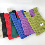 SOLID COLOR KNITTED HOLLOW SHOULDER BAG HANDBAG_CWAB1496