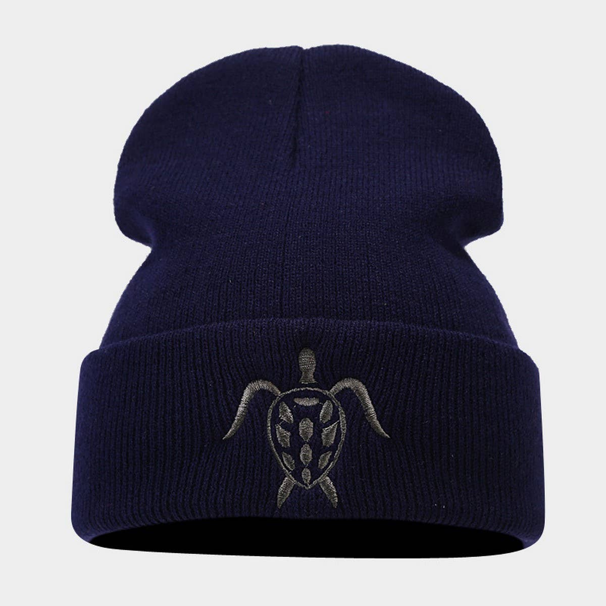 Turtle Embroidery Knitted Hat Outdoor Warm Beanie_Cwah2091