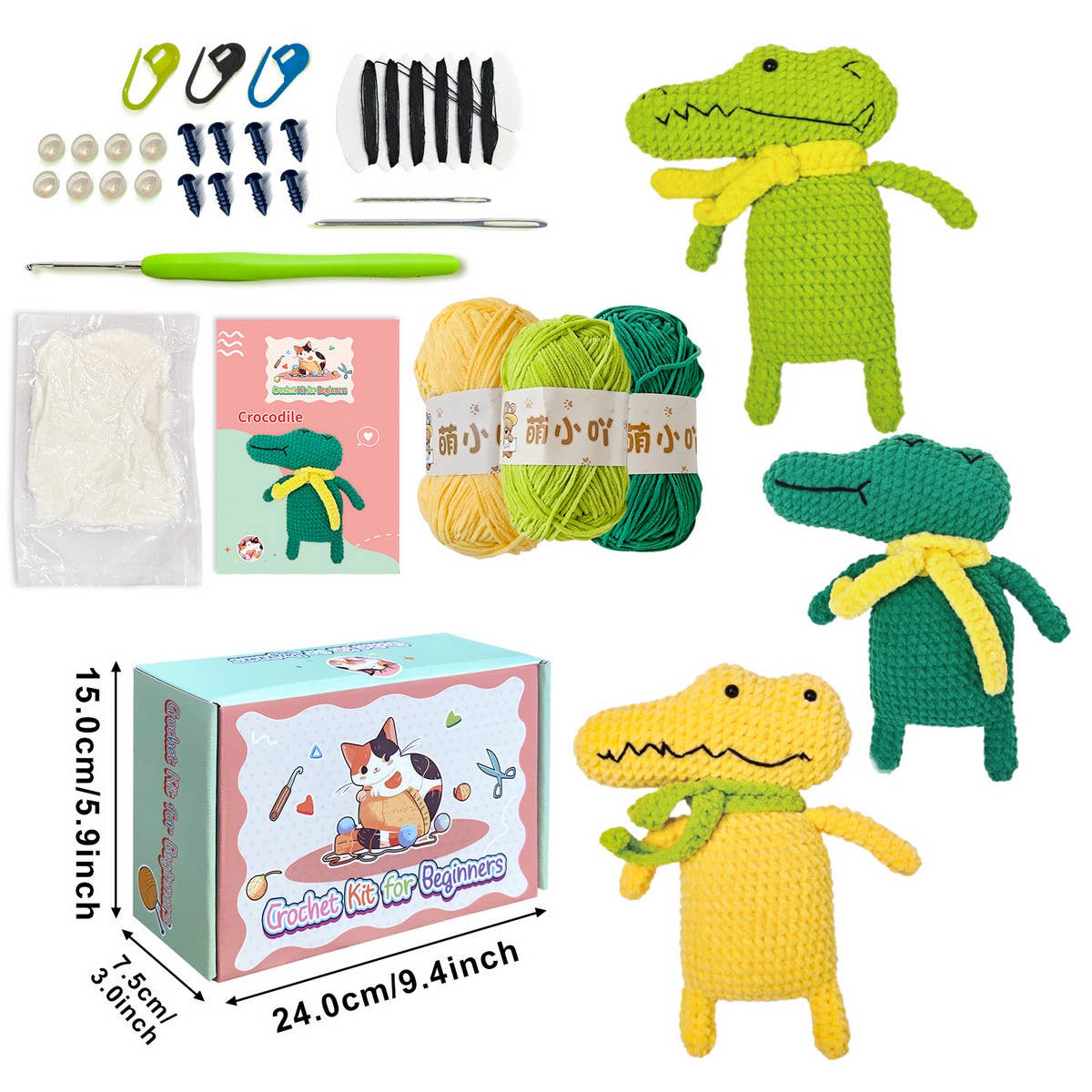 HANDMADE CROCODILE DOLL CROCHET MATERIAL KIT_CWMM1873
