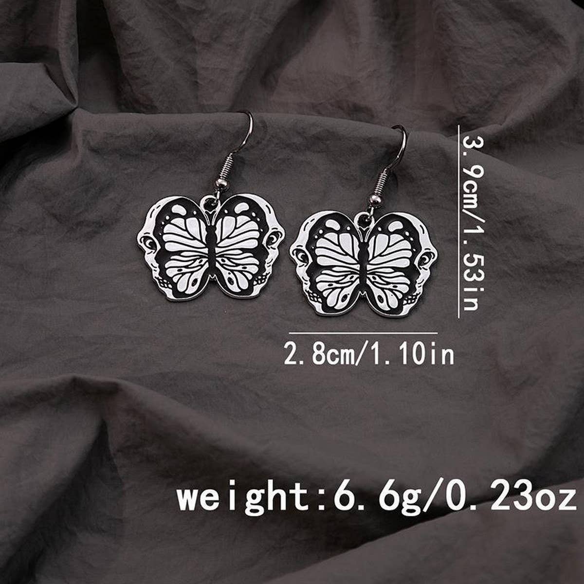 HALLOWEEN SKULL DARK BUTTERFLY EARRINGS_CWAJE1870
