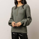 Warm Solid Color Lantern Sleeve Jumper Sweater