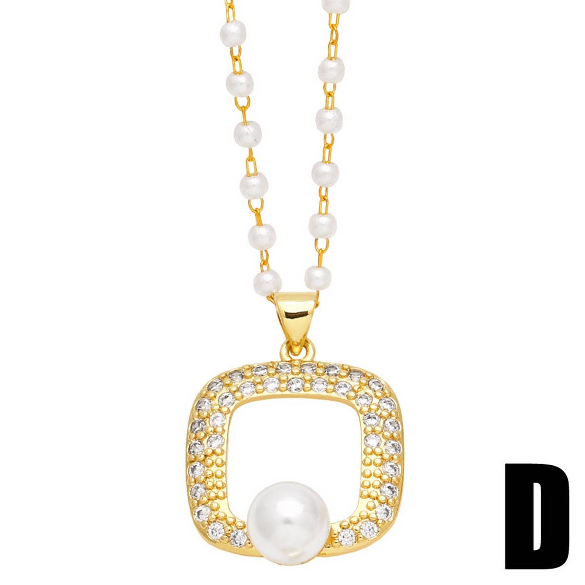 FASHIONABLE DIAMOND INLAID FLOWER PEARL NECKLACE_CWAJE0917