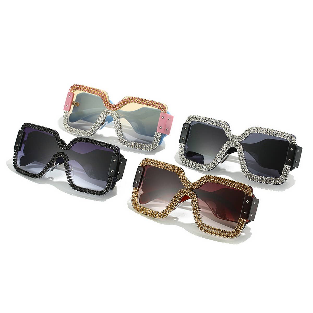 FRAMELESS ONE PIECE DOUBLE ROW DIAMOND SUNGLASSES_CWASG0766
