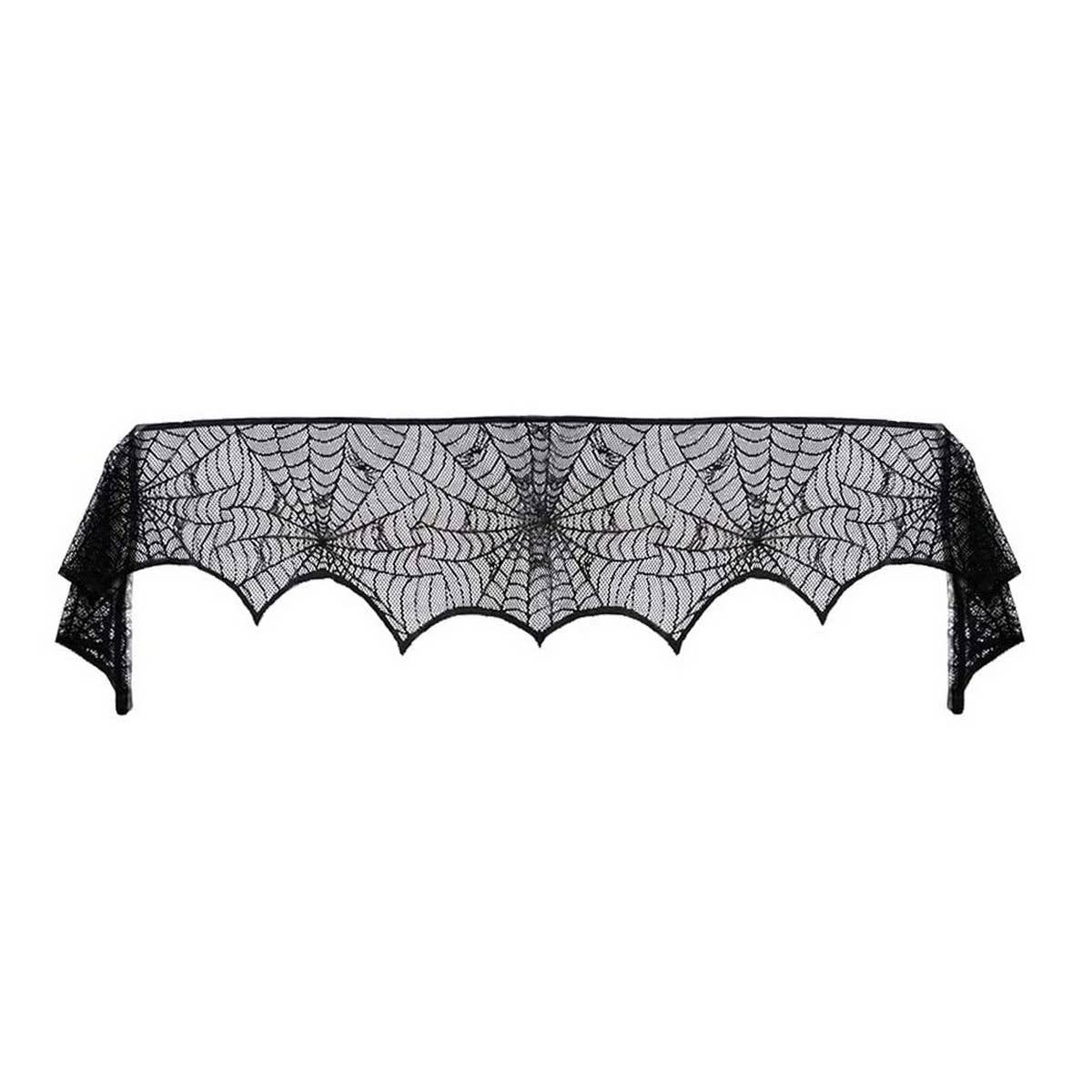 HALLOWEEN FIREPLACE LACE SKULL TABLE RUNNER_CWMM1730