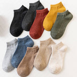 SOLID VERTICAL STRIPES BREATHABLE ANKLE SOCKS_CWMS032