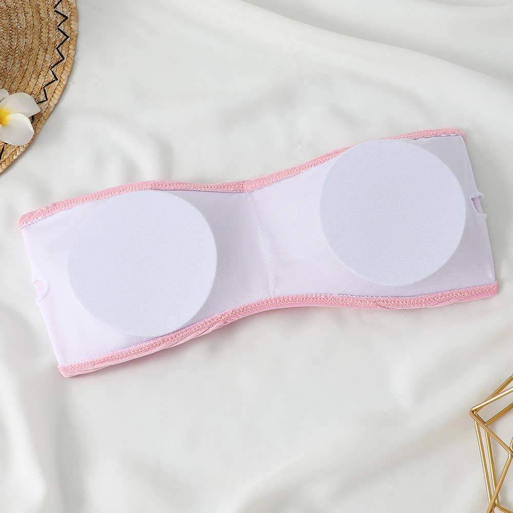 Womens Bandeau Bikini Sexy Solid Color Swimwear