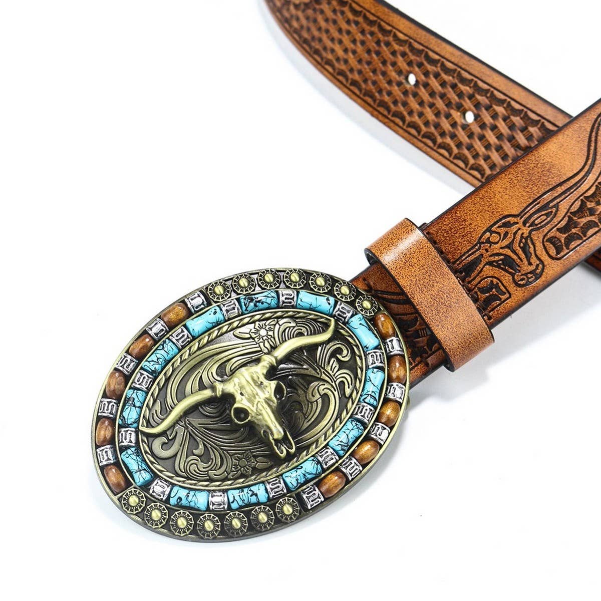 1 45 WIDE CAMEL WESTERN DENIM BELT_CWABE0418