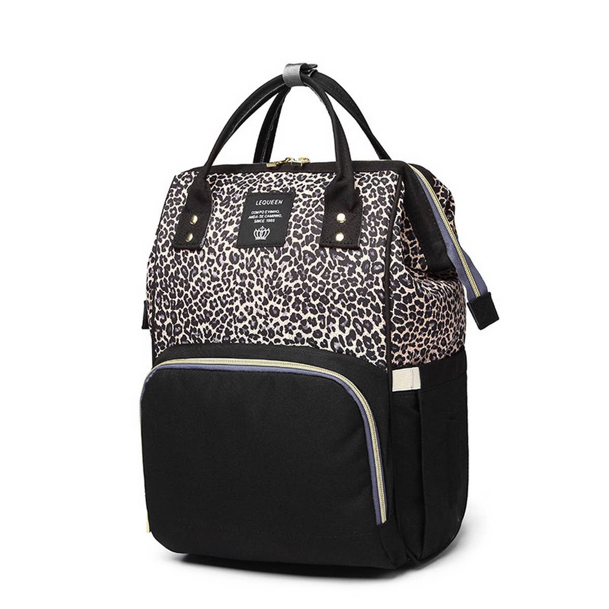 MULTIFUNCTIONAL LEOPARD PRINT MOTHER AND BABY BAG_CWAB2222
