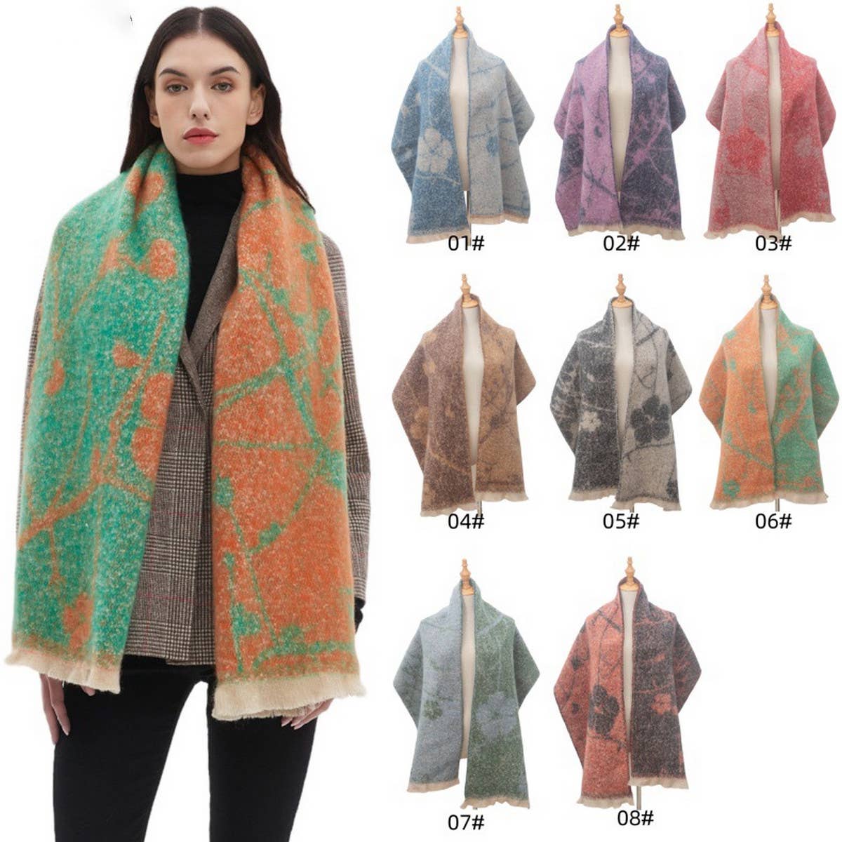 Womens Floral Jacquard Shawl Scarf_Cwasc0876