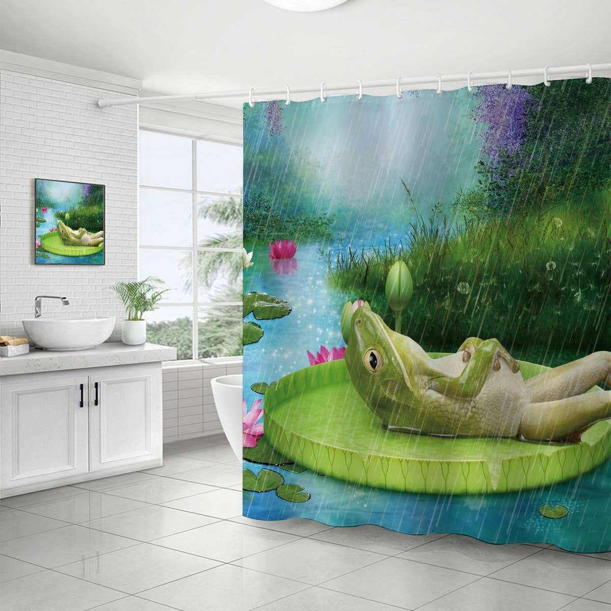 HOT SALE DIGITAL PRINTED FROG SHOWER CURTAIN_CWMM1805
