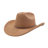 Unisex Suede Western Cowboy Jazz Fedora Hat_Cwah04417