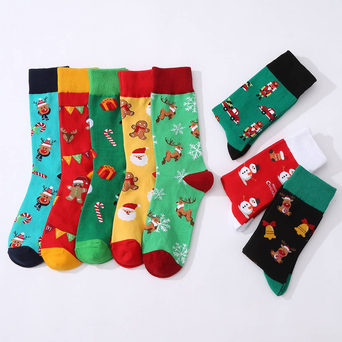 CHRISTMAS ELK SNOWMAN MIDDLE TUBE COTTON SOCKS_CWMS1024
