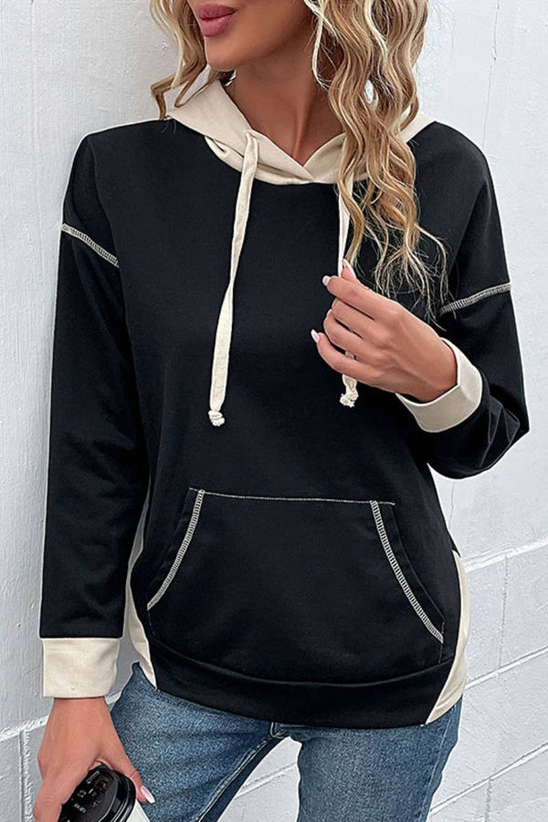 Cwohol1002_Long-Sleeved Hoodie With Hooded Pockets