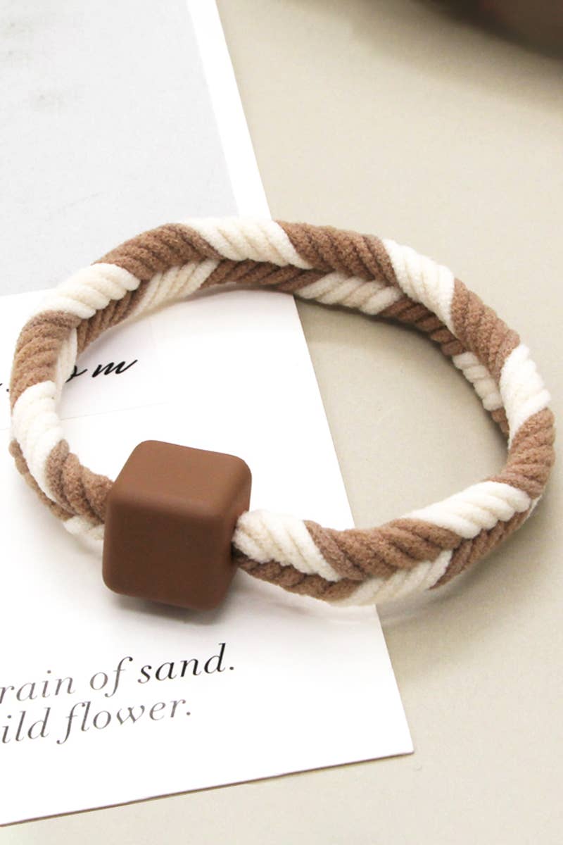 5PCS WOMEN TWO TONE BRAIDED CASUAL HAIR TIE_CWAHA0171