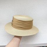 HIGH GRADE SATIN FLAT TOP SUN HAT FOR WOMEN_CWAH3447