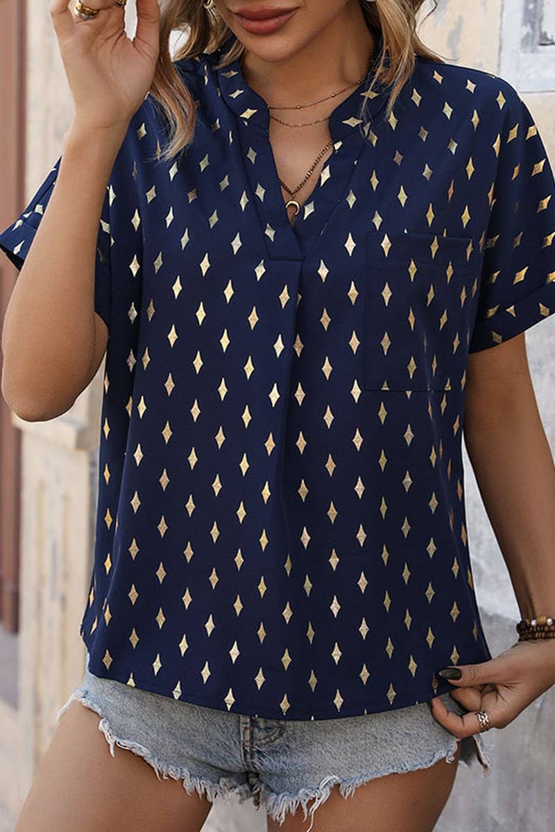 Women Female Diamond Bronzing Shirt_Cwtsts0307