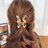 COLORFUL PLAID PVC HAIR CLAW BUTTERFLY COLOR BLOCK_CWAHA1592