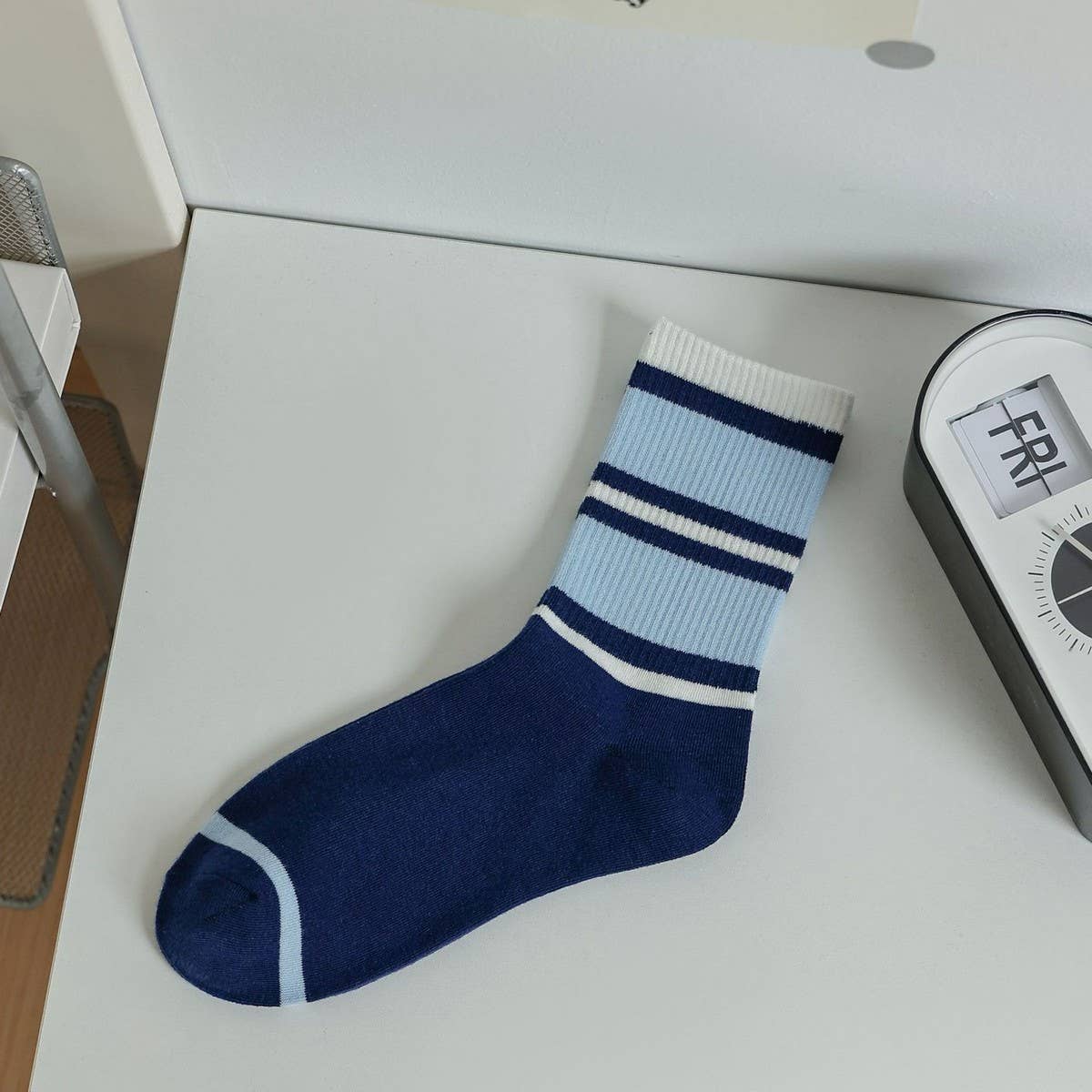 Women'S New Blue Fresh Lettered Mid-Tube Socks_Cwms1410