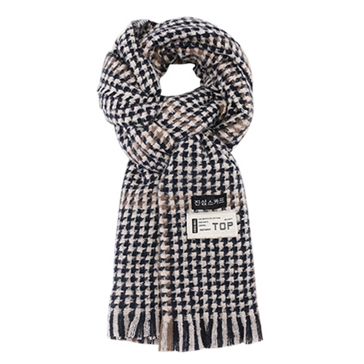 Retro Plaid Houndstooth Warm Scarf_Cwasc0146