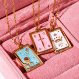 Vintage Tarot Square Pendant Necklace_Cwmm3916