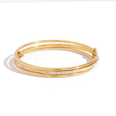 LUXURY 18K GOLD MULTI LAYER ZIRCON TITANIUM CUFF_CWAJE4833