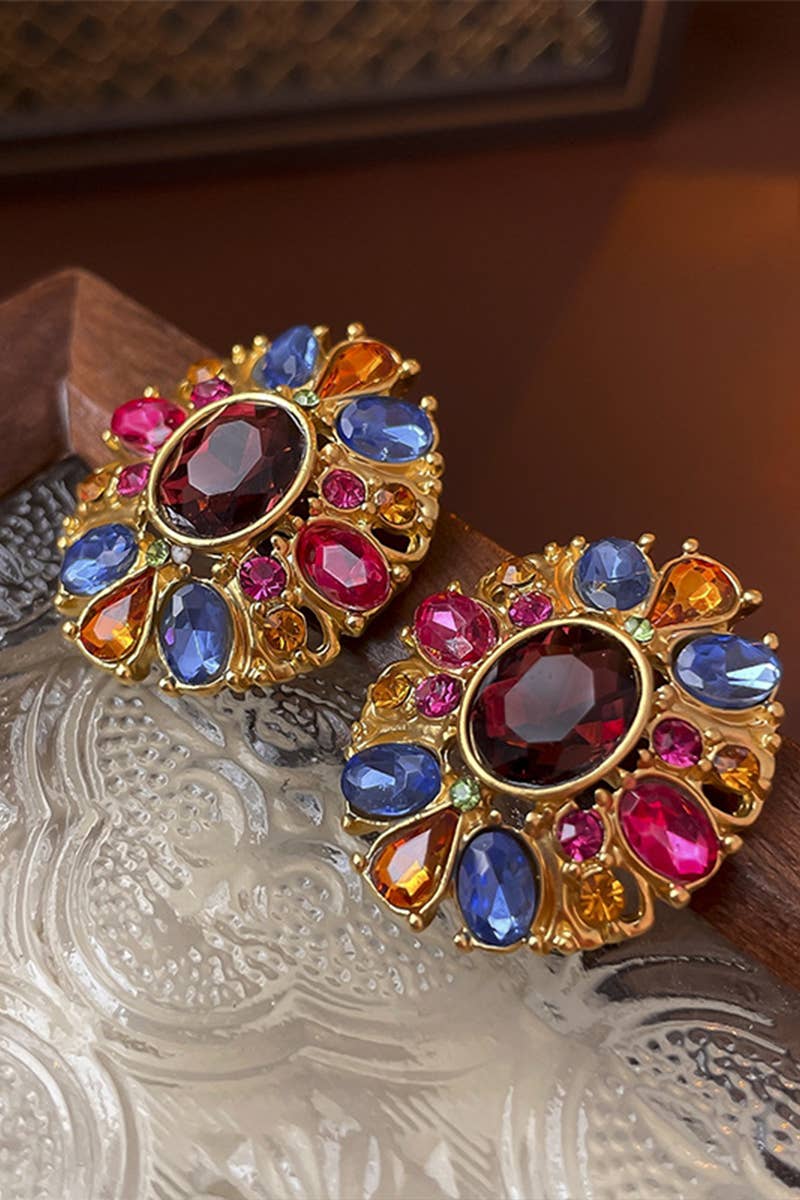 MULTICOLOR GEM DECKED EARRINGS_CWAJE0333