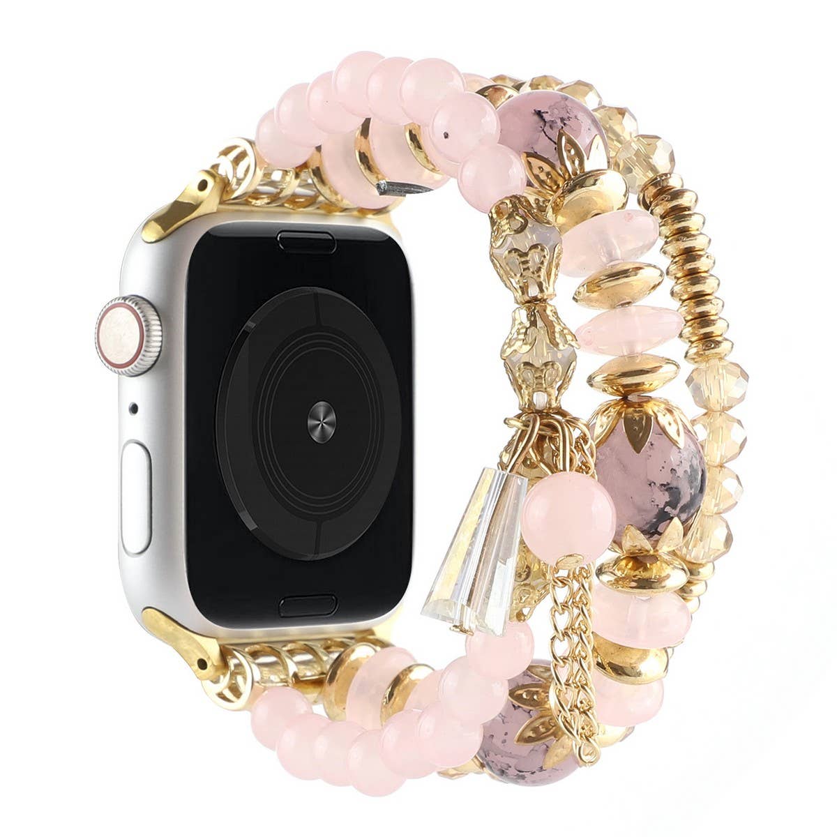 APPLE WATCH 7 1 THREE ROW PEARL ELASTIC STRAP_CWASC1563