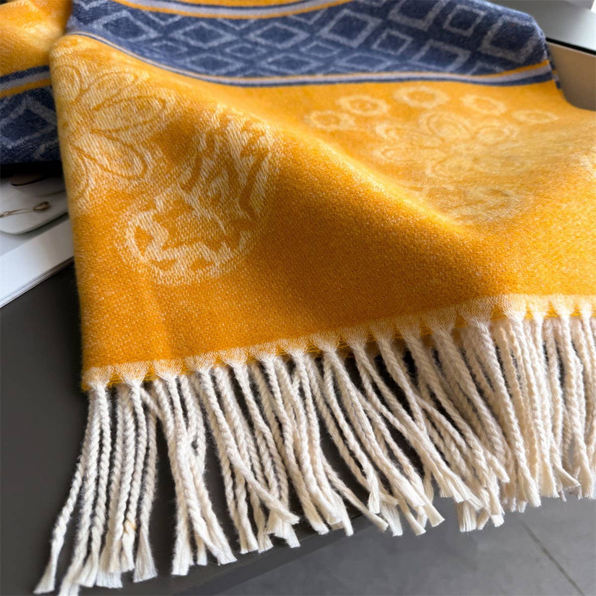 Fresh Floral Winter Tassel Scarf Soft Cashmere_Cwasc03248