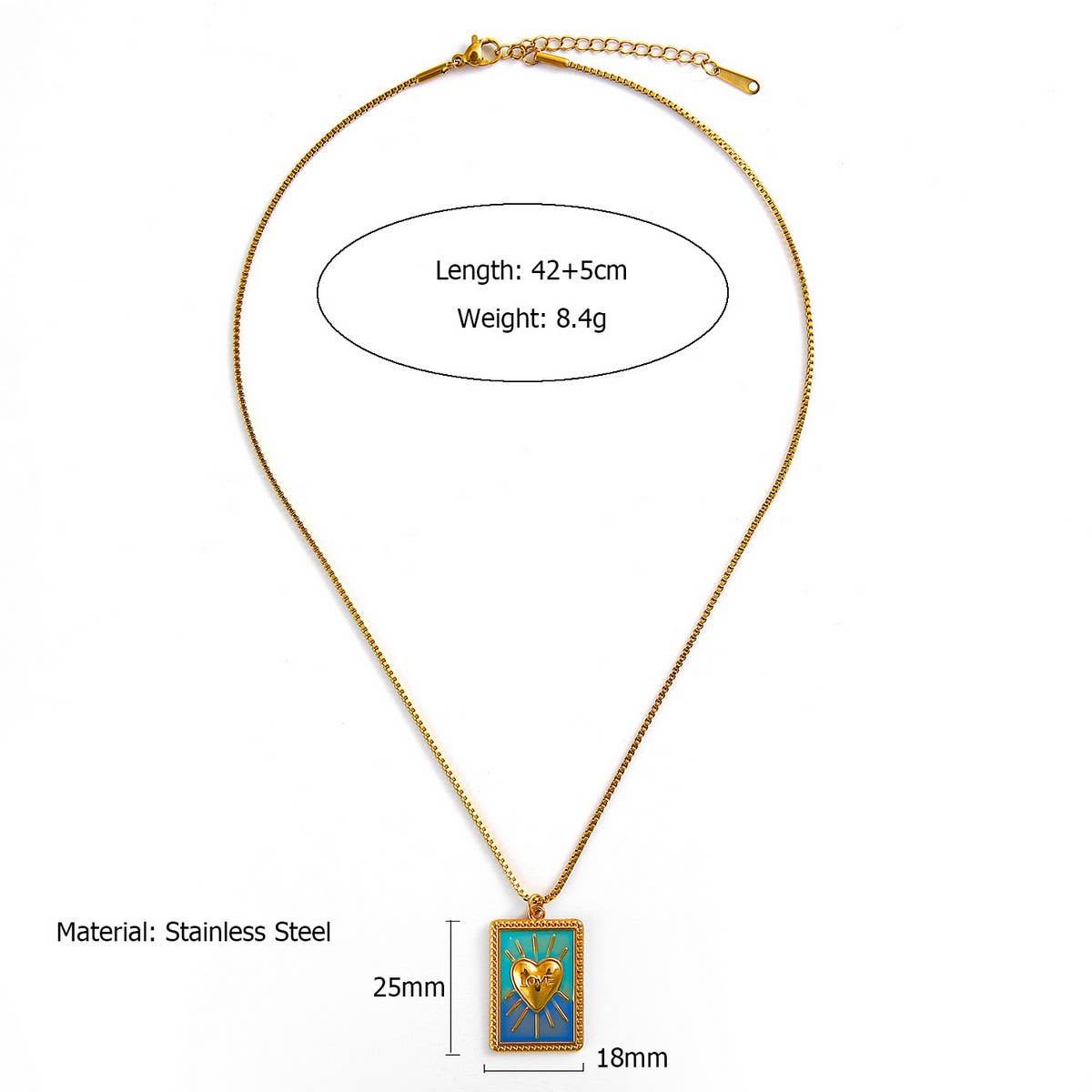 Vintage 18K Steel Tarot Card Pendant Necklace_Cwmm8814