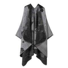 SHAWL VINTAGE SCARF FAUX CASHMERE SLIT WARM CAPE_CWASC2232